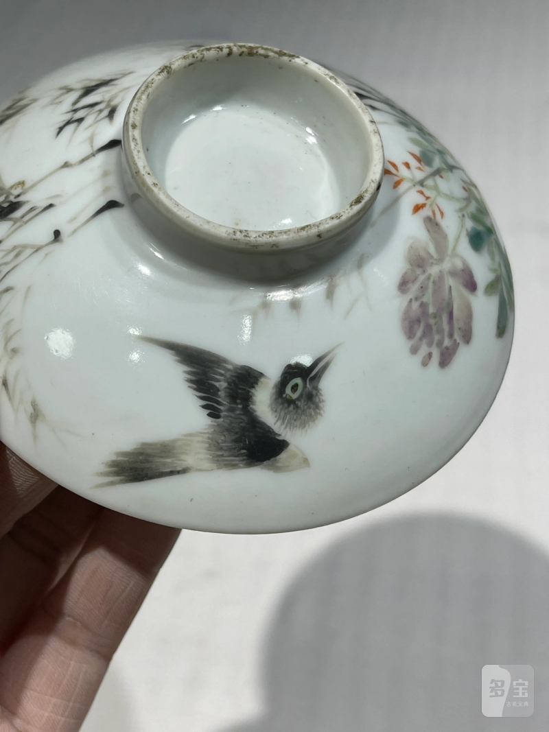 清晚期 浅绛彩盖、托一组八件 - 图32